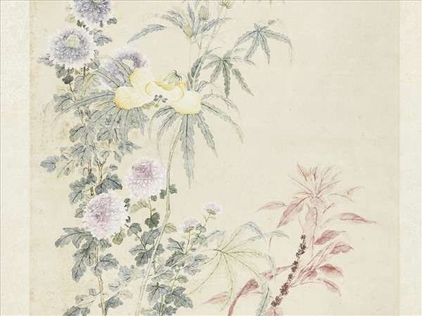 清錢維城菊花雁來紅　軸