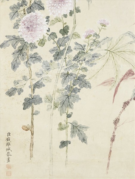 清錢維城菊花雁來紅　軸