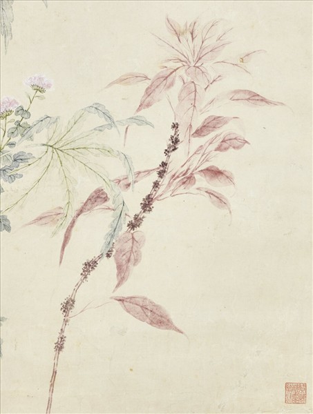 清錢維城菊花雁來紅　軸