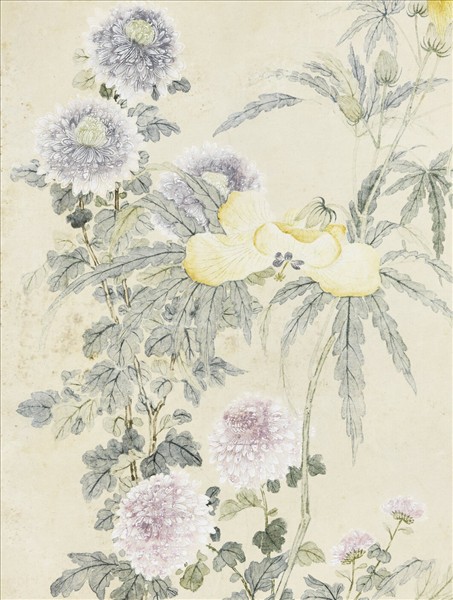 清錢維城菊花雁來紅　軸