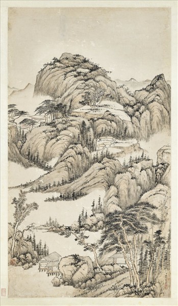 清錢維城雲峰古寺　軸