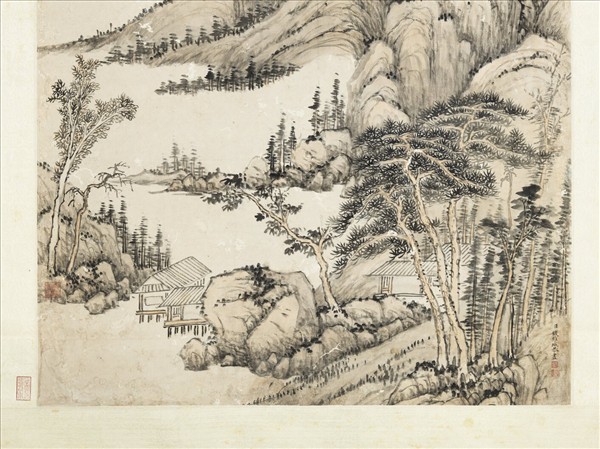 清錢維城雲峰古寺　軸