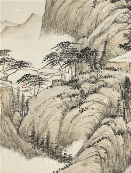 清錢維城雲峰古寺　軸