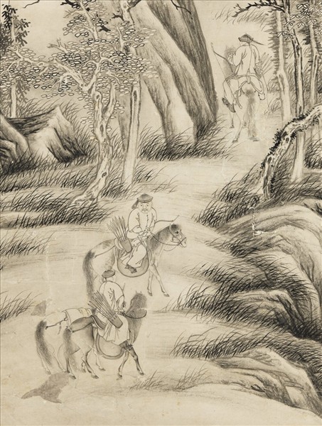 清張若澄撒圍圖　軸　