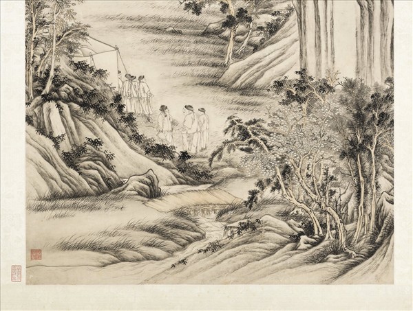 清張若澄待圍圖　軸