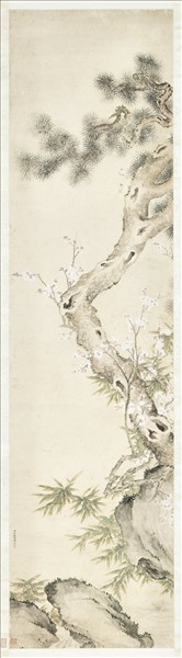 清蔣檙松竹梅　軸