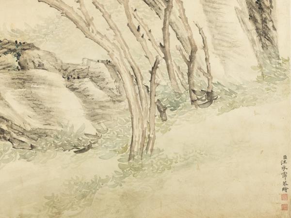 清汪承霈牡丹翠竹圖　軸