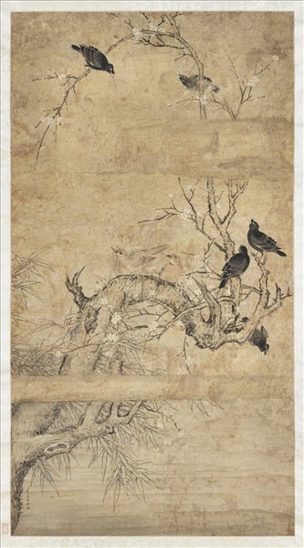 清戴洪梅雀　軸