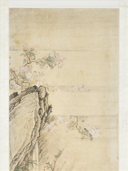 清戴洪花鳥泉石　軸