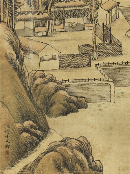 清胡桂溪山垂釣　軸