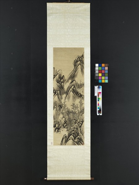 清胡桂倚杖聽泉　軸