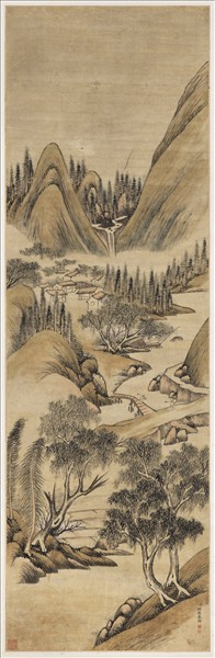 清胡桂柳蔭農村　軸