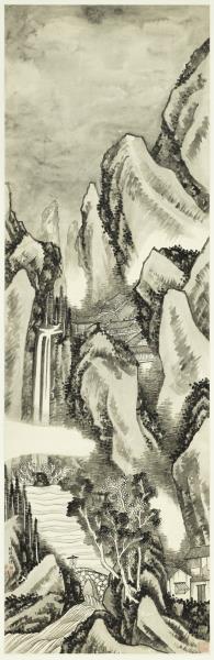 清胡桂岑樓煙雨　軸