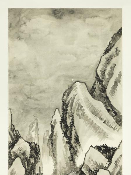 清胡桂岑樓煙雨　軸