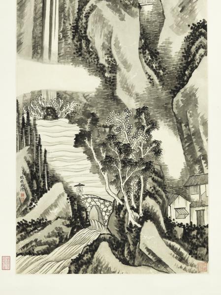 清胡桂岑樓煙雨　軸