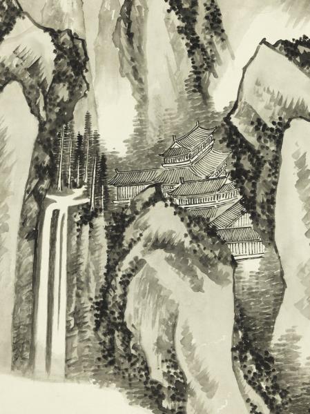 清胡桂岑樓煙雨　軸