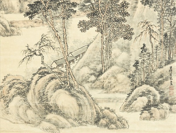 清傅雯秋日山居　軸