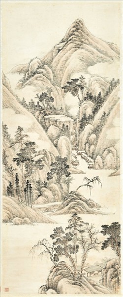 清傅雯溪山佳處　軸