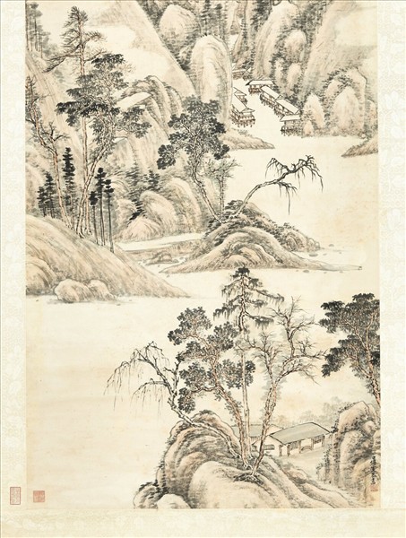 清傅雯溪山佳處　軸