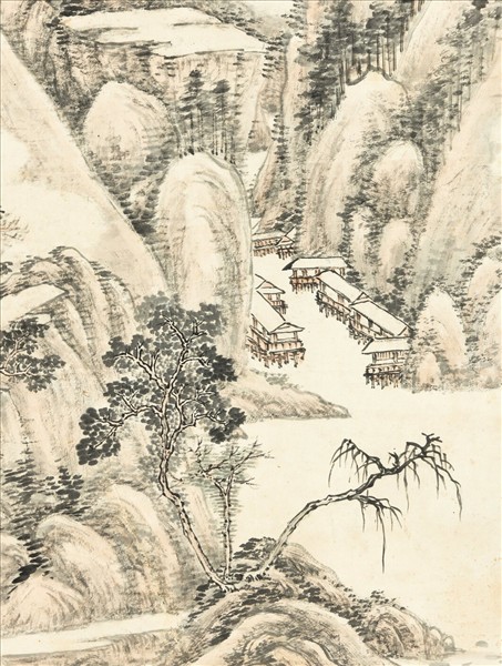 清傅雯溪山佳處　軸