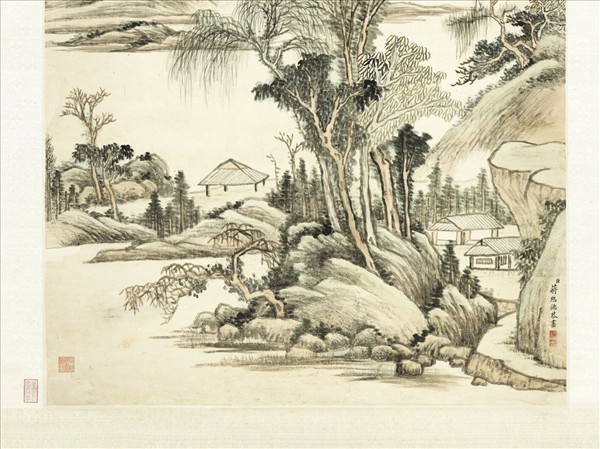 清蔣懋德青山飛瀑　軸