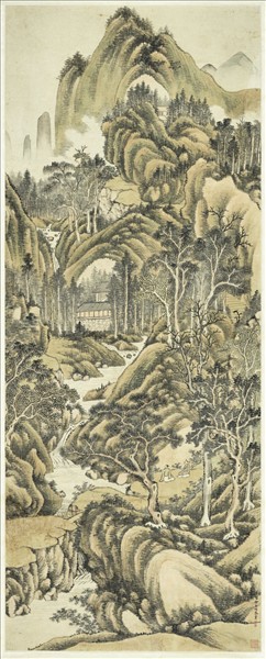 清徐來琛松陰聽瀑　軸