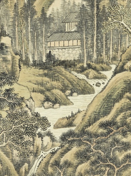 清徐來琛松陰聽瀑　軸