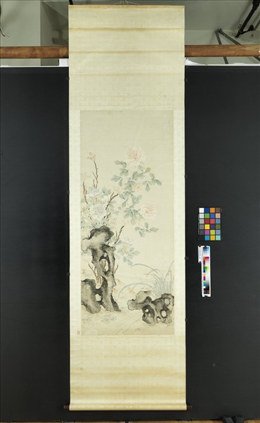 清沈振麟牡丹蘭花　軸