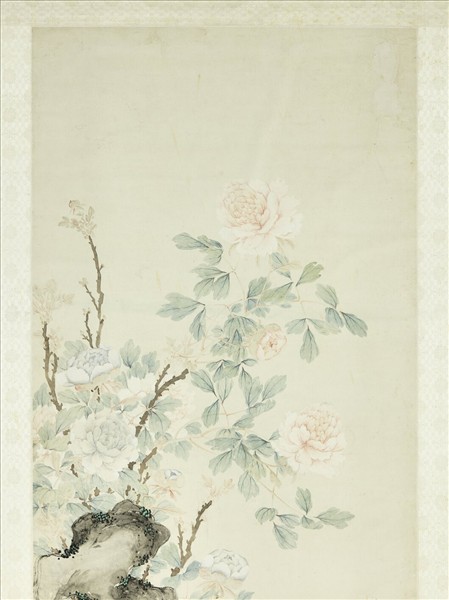 清沈振麟牡丹蘭花　軸