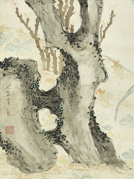 清沈振麟牡丹蘭花　軸