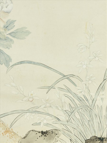 清沈振麟牡丹蘭花　軸