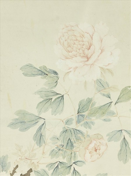 清沈振麟牡丹蘭花　軸