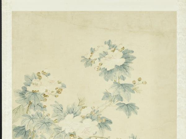 清沈振麟蓉塘立鷺　軸