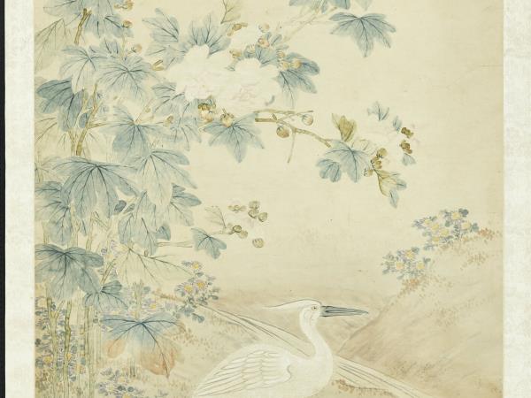 清沈振麟蓉塘立鷺　軸