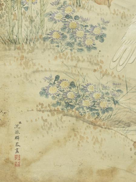 清沈振麟蓉塘立鷺　軸