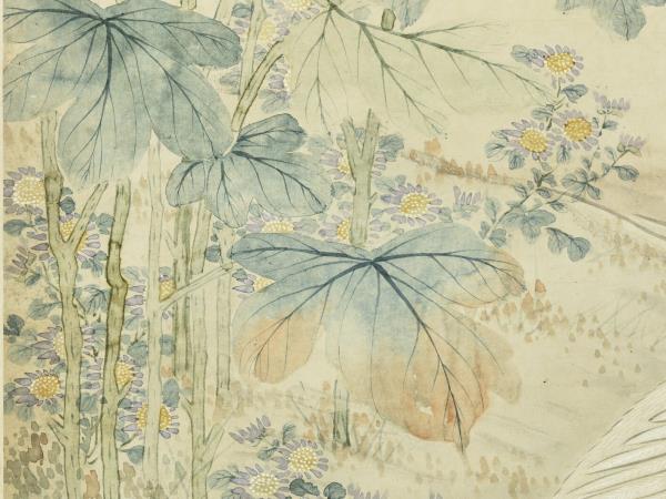 清沈振麟蓉塘立鷺　軸