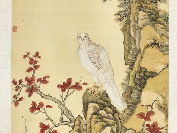 清艾啟蒙畫白鷹　軸