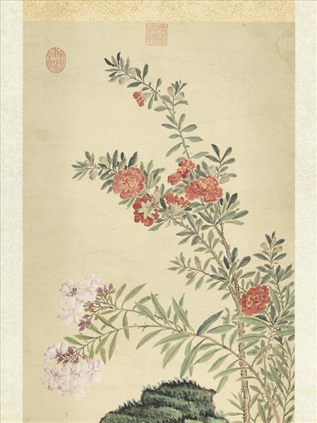 清陳舒畫天中佳卉　軸