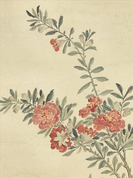 清陳舒畫天中佳卉　軸