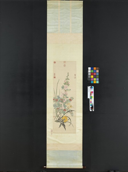 清陳舒天中佳卉　軸