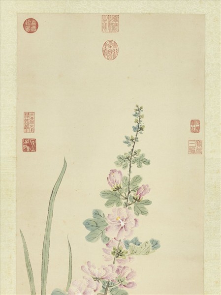 清陳舒天中佳卉　軸