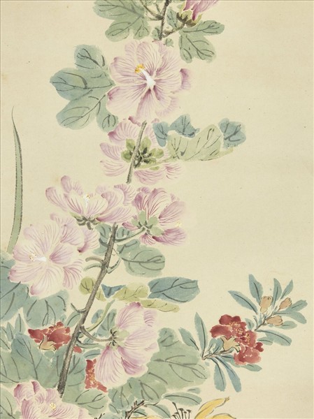 清陳舒天中佳卉　軸