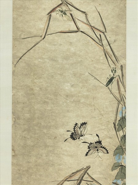 明朱先草蟲　軸