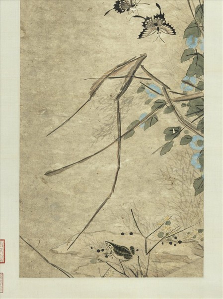 明朱先草蟲　軸