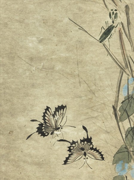 明朱先草蟲　軸