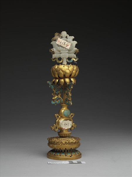 銅鍍金嵌玉及填料八寶（蓮花）