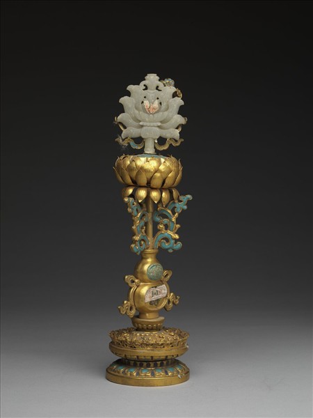 銅鍍金嵌玉及填料八寶（蓮花）