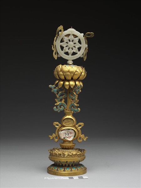 銅鍍金嵌玉及填料八寶（法輪）