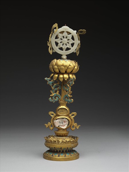 銅鍍金嵌玉及填料八寶（法輪）