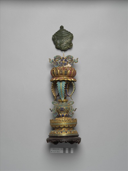 銅鍍金嵌料石八寶（華蓋）